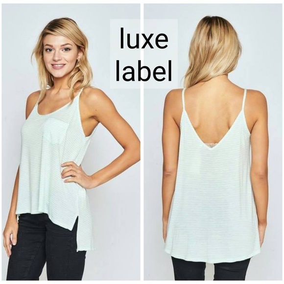 SOFT STRIPED POCKET TANK - mint - Picture 4 of 8